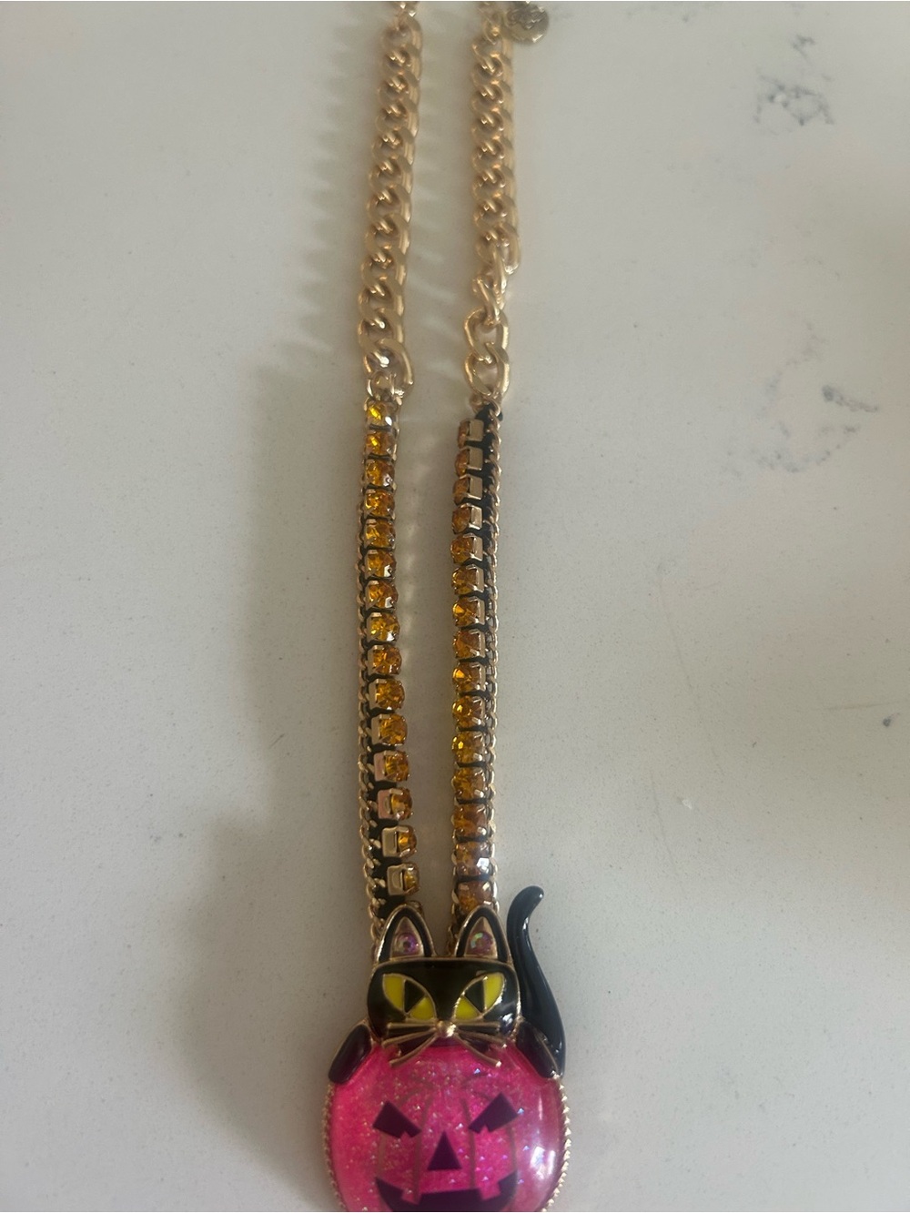 Betsey Johnson
Gold-Tone Cat Pumpkin Pendant Necklace - Pink Pumpkin - Picture 3 of 4